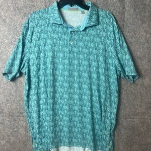 Tasc Performance Men's XL Teal Pattern Print short sleeve Polo‎ Shirt